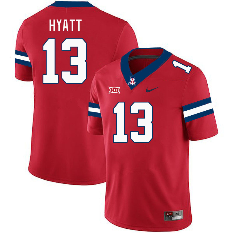 Men #13 Devin Hyatt Arizona Wildcats Big 12 Conference College Football Jerseys Stitched-Red